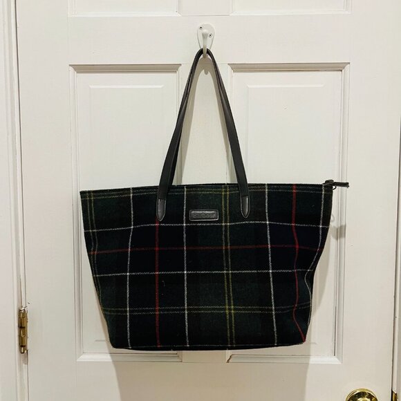 Barbour Tartan Tote Bag - Green - Picture 1 of 16